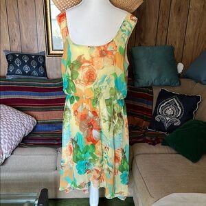 Sunny Yellow and Orange Sleeveless Midi Sundress for Casual Wear